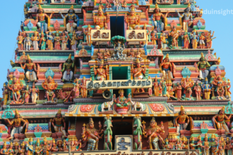 Magnificent Dravidian temple showcasing intricate carvings in Tamil Nadu